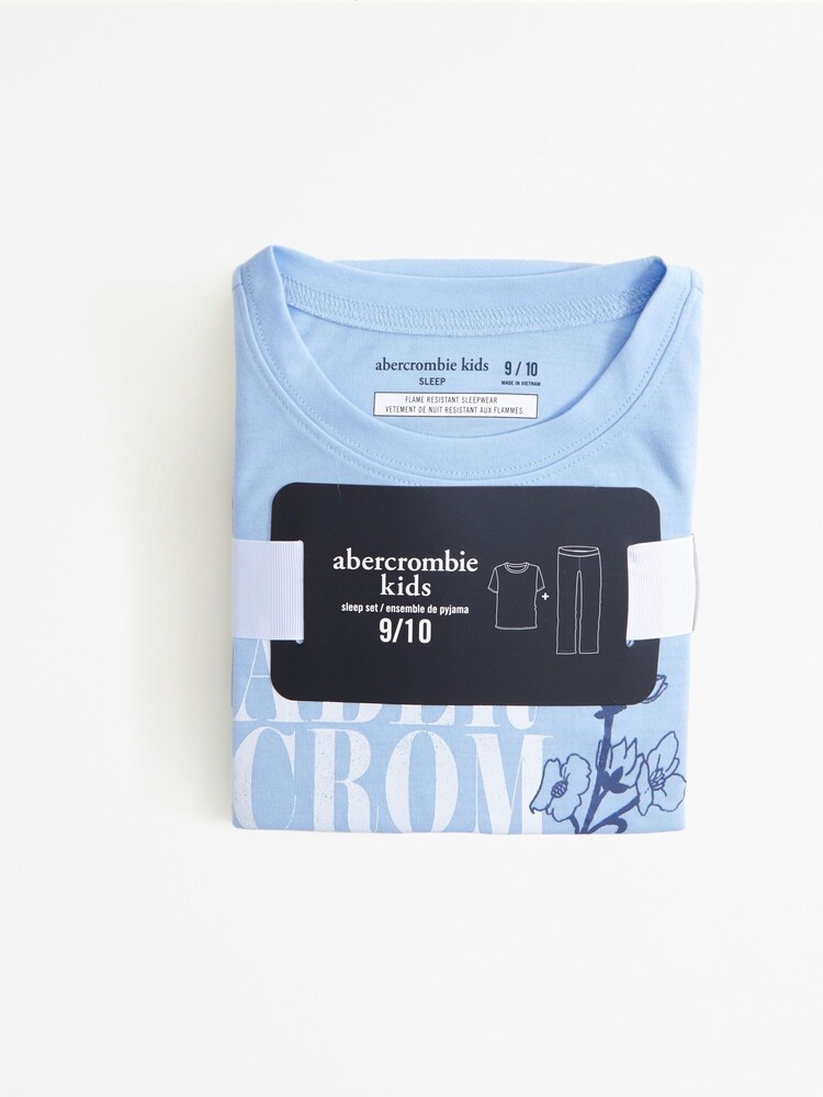 Abercrombie & Fitch Blue Gingham Logo Pyjama Set - Image 2 of 2