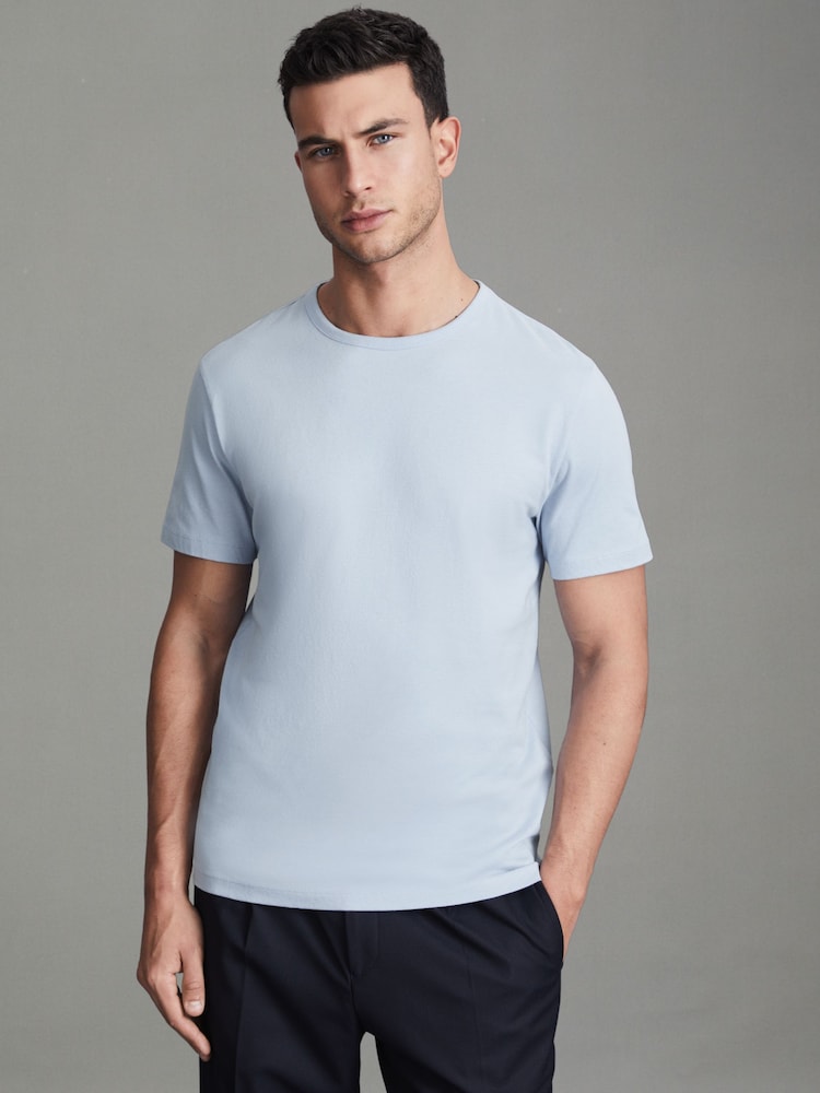 Reiss Soft Blue Melrose Cotton Crew Neck T-Shirt - Image 1 of 5