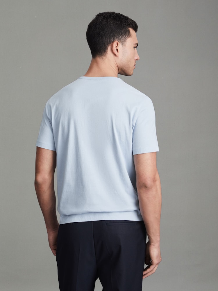 Reiss Soft Blue Melrose Cotton Crew Neck T-Shirt - Image 5 of 5