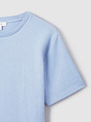 Reiss Delph Blue Melange Bless Cotton Crew Neck T-Shirt - Image 5 of 6