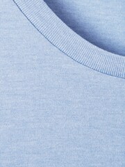Reiss Delph Blue Melange Bless Cotton Crew Neck T-Shirt - Image 6 of 6