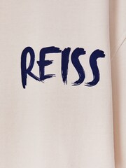 Reiss Ecru/Blue Abbott Cotton Motif T-Shirt - Image 6 of 6