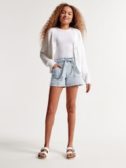 Abercrombie & Fitch Blue Tie Waist Twill Shorts - Image 1 of 7