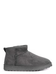 Linzi Grey Mini Addy Faux Suede Lined Ankle Boots - Image 3 of 5