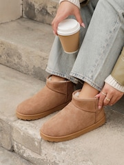 Linzi Brown Mini Addy Faux Suede Lined Ankle Boots - Image 1 of 5