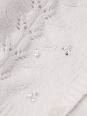 Abercrombie & Fitch Cream Textured Pointelle Cropped V-Neck Knitted Cardigan - Image 2 of 2