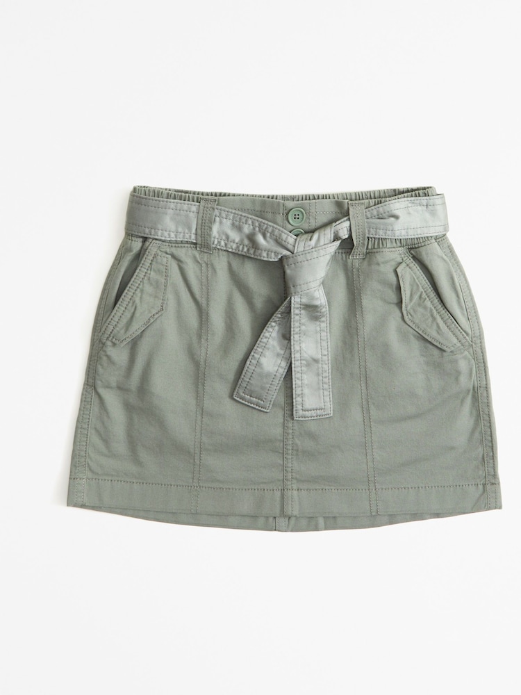 Abercrombie & Fitch Green Tie Waist Denim Skirt - Image 1 of 2