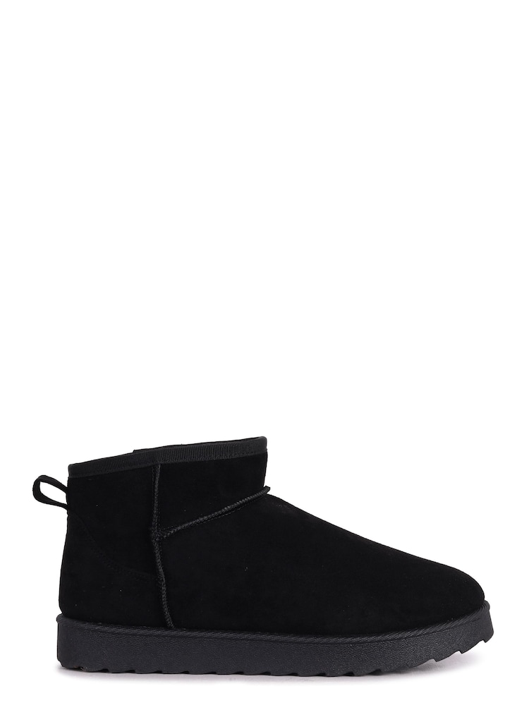 Linzi Black Mini Addy Faux Suede Lined Ankle Boots - Image 2 of 4