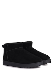 Linzi Black Mini Addy Faux Suede Lined Ankle Boots - Image 3 of 4