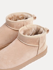 Linzi Nude Mini Addy Faux Suede Faux Fur Lined Ankle Boots - Image 4 of 5