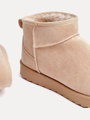 Linzi Nude Mini Addy Faux Suede Faux Fur Lined Ankle Boots - Image 5 of 5