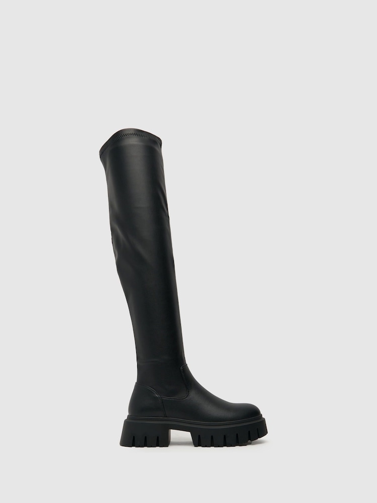 Schuh Danica Stretch Knee Black Boots - Image 1 of 4
