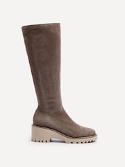 Linzi Brown Kortina Brown Suede High Leg Boots With Wedged Heel - Image 3 of 6