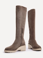Linzi Brown Kortina Brown Suede High Leg Boots With Wedged Heel - Image 5 of 6