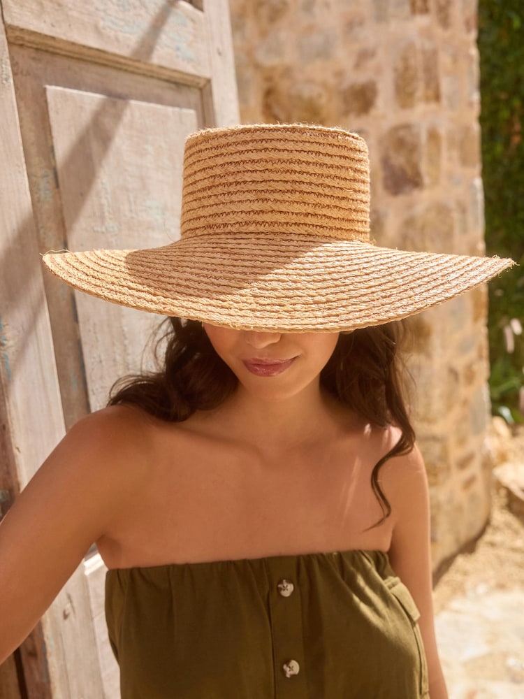 Neutral Flat Top Wide Brim Hat - Image 1 of 6
