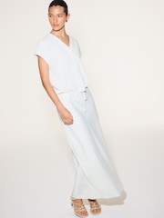 Bianco - Gonna midi in satin - Immagine 1 di 6