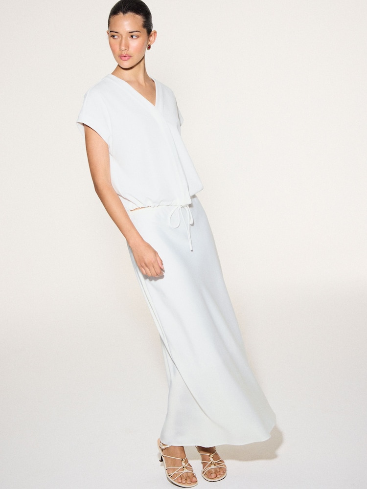 Bianco - Gonna midi in satin - Immagine 1 di 6