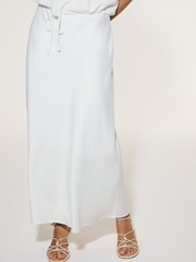 Bianco - Gonna midi in satin - Immagine 2 di 6