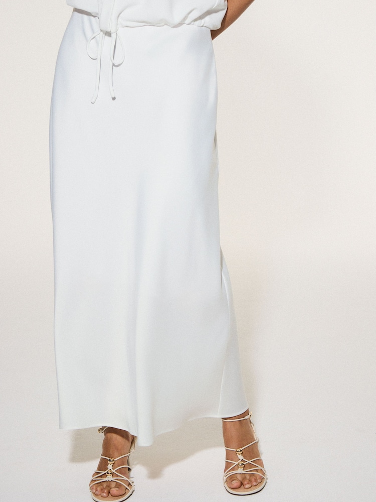 Bianco - Gonna midi in satin - Immagine 2 di 6