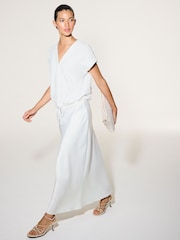 Bianco - Gonna midi in satin - Immagine 4 di 6