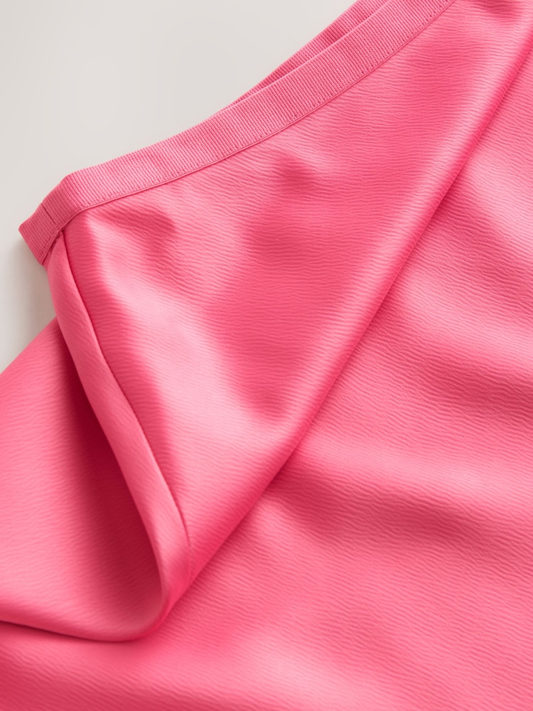 Coral Pink Satin Midi Skirt - Image 8 of 8