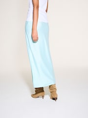 Aqua Blue Satin Midi Skirt - Image 3 of 4