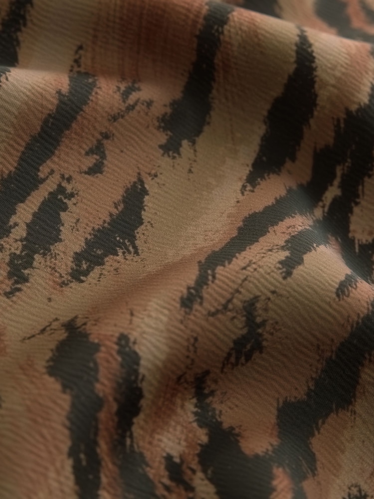 Orange/Black Tiger Print Satin Midi Skirt - Image 8 of 8