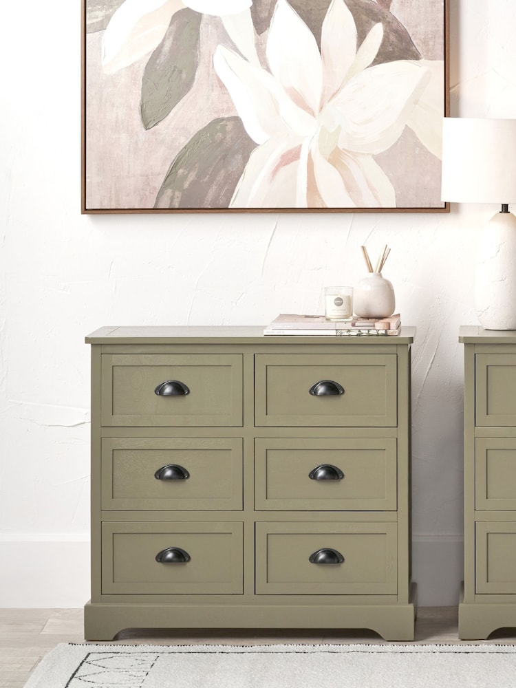 Pacific Olive Pine Wood 6 Drawer Unit - Image 1 of 7 Pacific Olive Pine Wood 6 Drawer Unit - Image 1 of 7