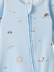 Cotton On Blue Pointelle Long Sleeve Zip Sleepsuit - Image 2 of 3