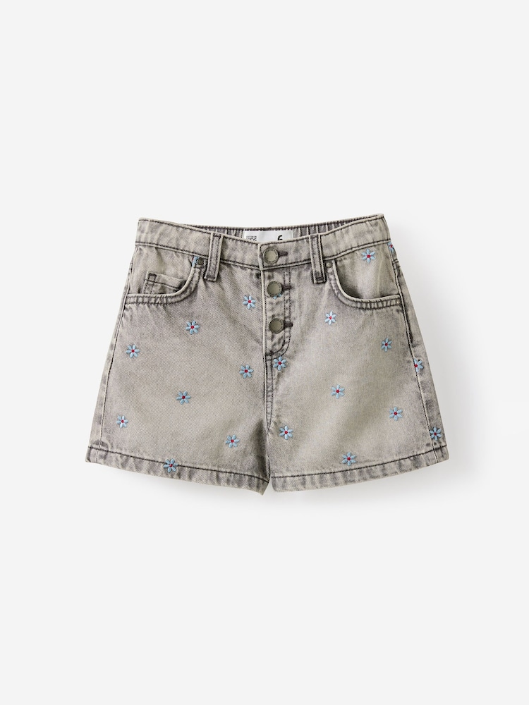 Cotton On Grey Snap Front Denim Shorts - Image 1 of 3