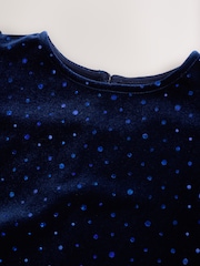 Navy Blue Velvet Short Sleeve Occasion Dress (3mths-8yrs) - Image 3 of 5
