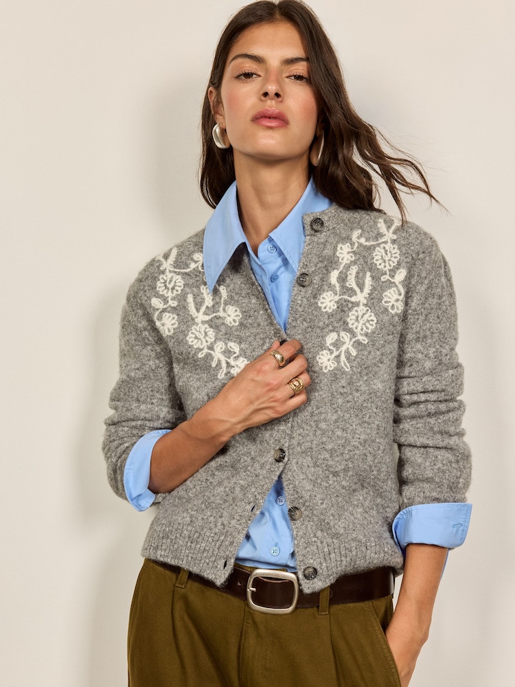 BHOEM Grey Embroidered Cardigan - Image 1 of 6 BHOEM Grey Embroidered Cardigan - Image 1 of 6