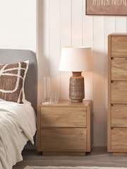 Pacific Oak Effect Veneer 2 Drawer Unit - Image 1 of 3