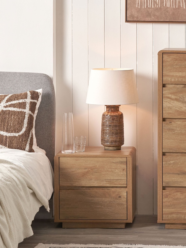 Pacific Oak Effect Veneer 2 Drawer Unit - Image 1 of 3
