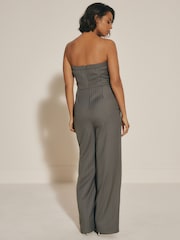 Grey Rochelle Humes Pinstripe Bandeau Jumpsuit - Image 3 of 6