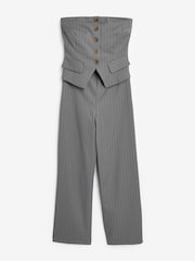 Grey Rochelle Humes Pinstripe Bandeau Jumpsuit - Image 6 of 6