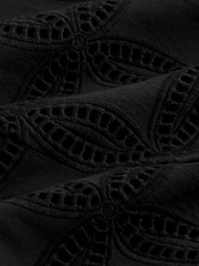 Black Sleeveless Broderie Shift Mini Dress - Image 2 of 6