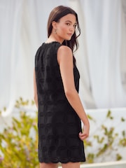 Black Sleeveless Broderie Shift Mini Dress - Image 4 of 6