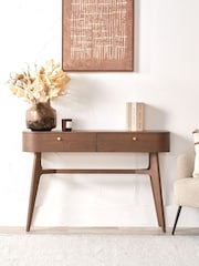 Pacific Dark Ash Retro Wood 2 Drawer Console Table - Image 1 of 7