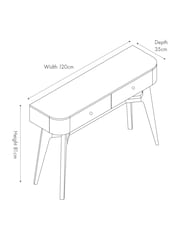 Pacific Dark Ash Retro Wood 2 Drawer Console Table - Image 3 of 7