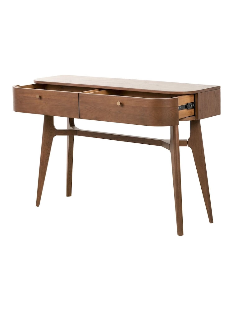 Pacific Dark Ash Retro Wood 2 Drawer Console Table - Image 7 of 7