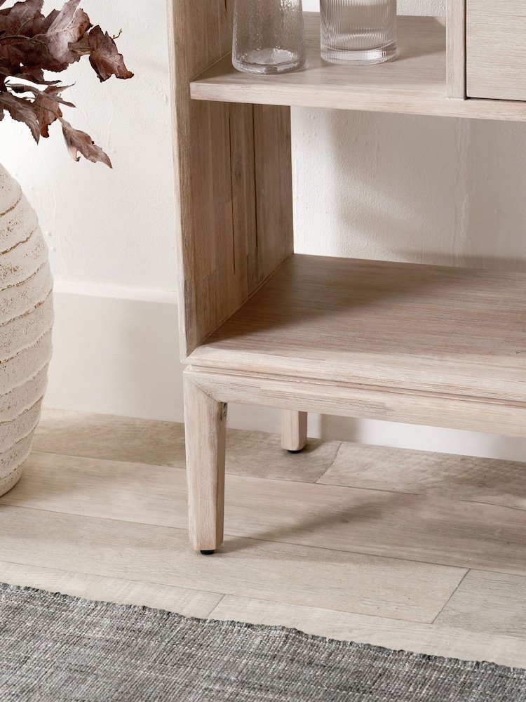 Pacific White Sand Acacia Wood 2 Drawer 7 Niche Shelf Unit - Image 2 of 6 Pacific White Sand Acacia Wood 2 Drawer 7 Niche Shelf Unit - Image 2 of 6