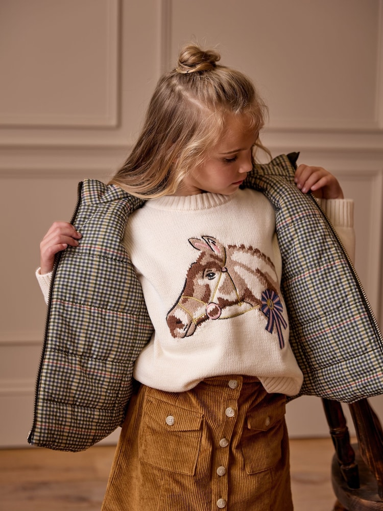 Joules Girls' Hattie Cream Horse Intarsia Horse Jumper - Image 2 of 2