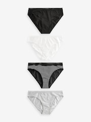 Black/White High Leg Geo Lace Trim Knickers 4 Pack - Image 1 of 8