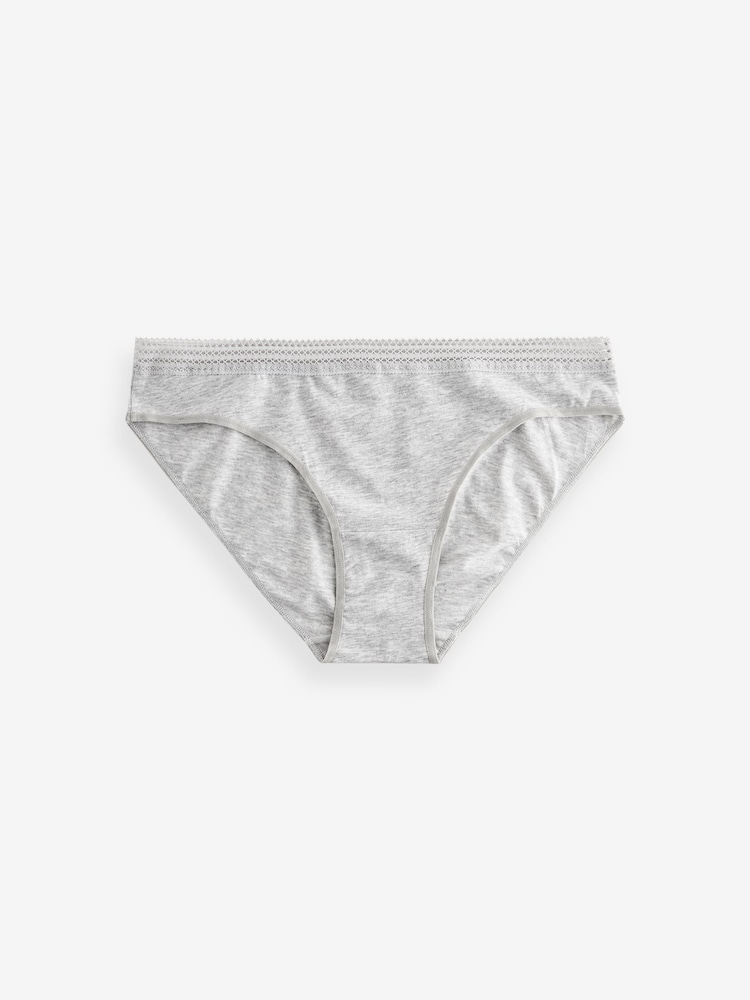 Black/White High Leg Geo Lace Trim Knickers 4 Pack - Image 6 of 8