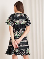 Lipsy Black Cut Out Flutter Sleeve Dress (5-16yrs) - Image 2 of 4