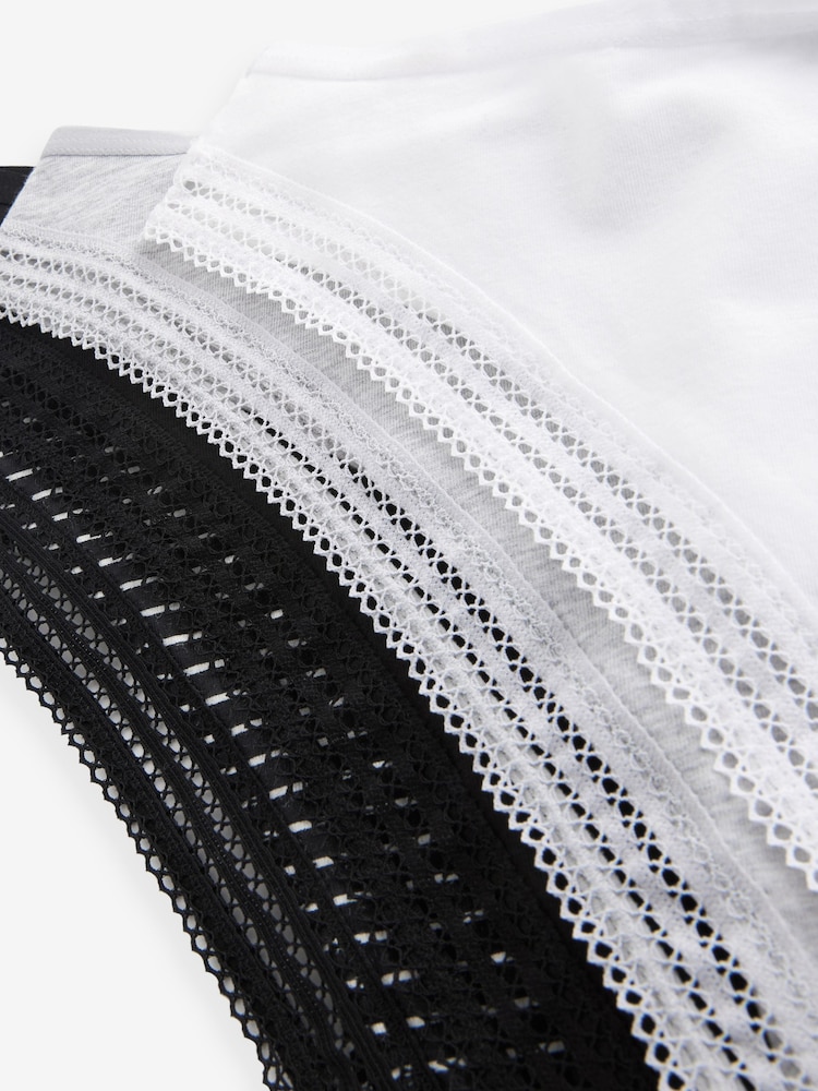 Black/White Brazilian Geo Lace Trim Knickers 4 Pack - Image 12 of 12