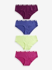 Pink/Purple/Green Short Logo Knickers 4 Pack - Image 1 of 9