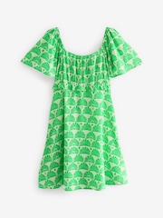 Green Palm Flutter Sleeve Summer Mini Dress - Image 4 of 5