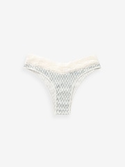 Green/White Print Extra High Leg Cotton and Lace Knickers 4 Pack - Image 4 of 8